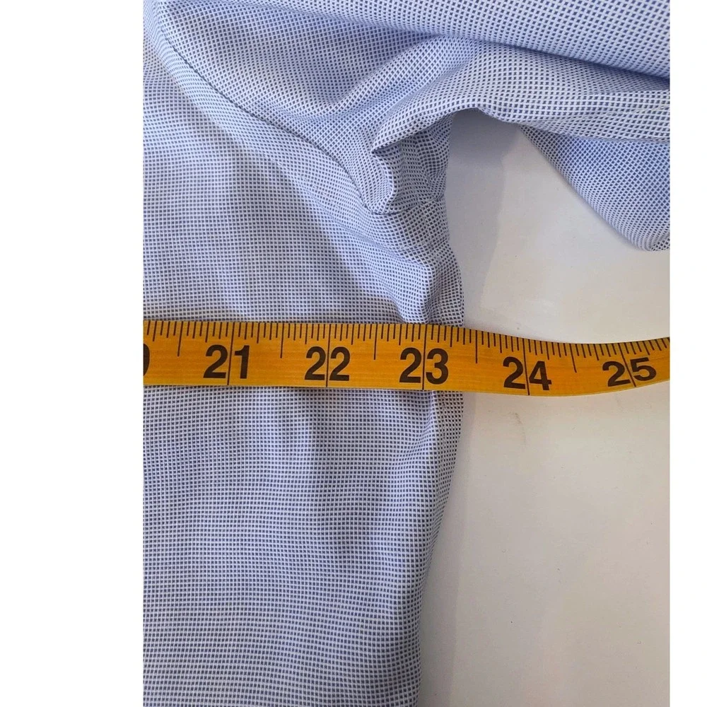 Banana Republic Camden Fit Non-Iron Dress Shirt Light Blue Micro-Check L